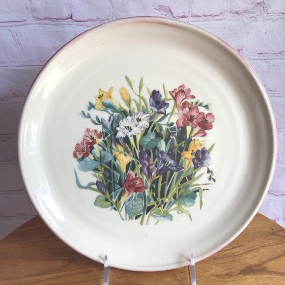 Vintage Other - Vintage Artist Signed Floral Ceramic Accent Plate